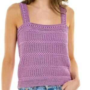 Purple Vince Square-Neck Cotton Crochet Cami, Size Small, Excellent Condition